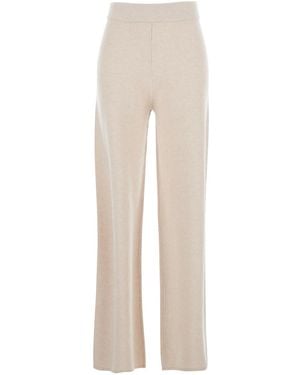 Max Mara Pants With Elastic Waist Wool Blend - Natural