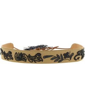 Dries Van Noten Beads Embroidery Belt Cotton - White