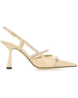Jimmy Choo Cream Leather Danica Court Shoes - Natural