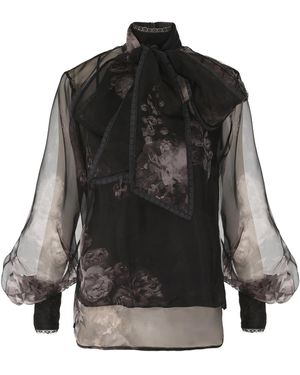 Zimmermann Hypnotic Pussybow Blouse Silk Shirt - Black