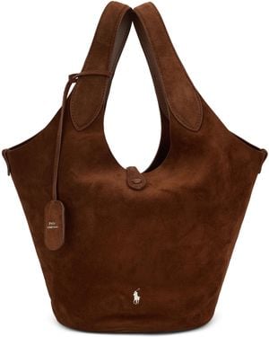 Polo Ralph Lauren Tote Bag Suede Leather Calfskin - Brown