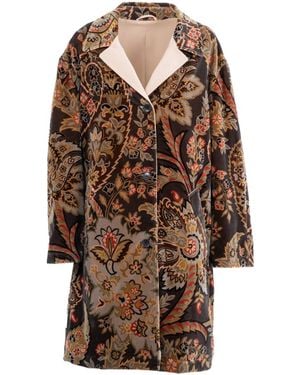 Etro Floral Paisley Velvet Coat - Brown