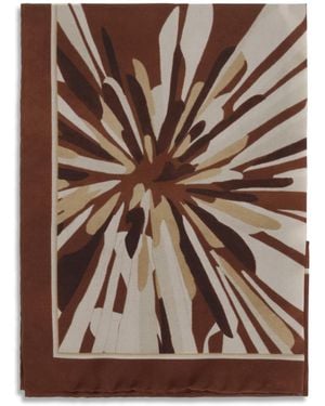 Brunello Cucinelli Bloom Print Silk Pongée Scarf - Brown