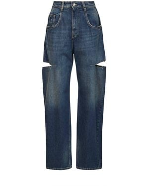 Maison Margiela Washed Denim Slash Details Jeans - Blue