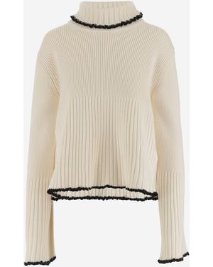 Jil Sander Wool Blend Sweater Virgin Viscose Polyamide - Natural