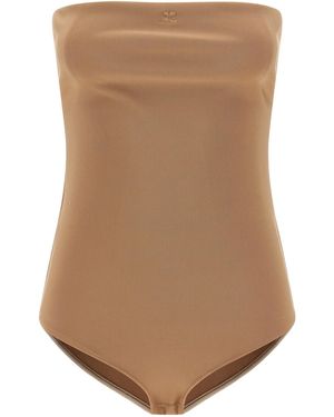 Courreges Lingerie-Inspired Viscose Bodysuit - Natural