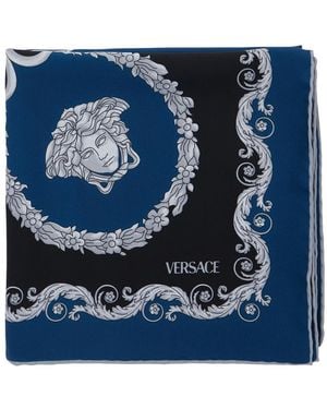 Versace Scarf With Geometric All-Over Motif - Blue