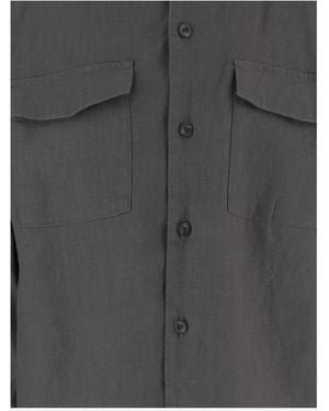 Vince Linen Shirt With Long Sleeves - Black