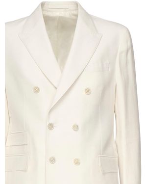Eleventy Double-Breasted Linen Blend Suit - Natural