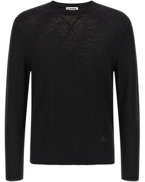 Jil Sander Logo-Embroidered Virgin Wool Sweater - Black
