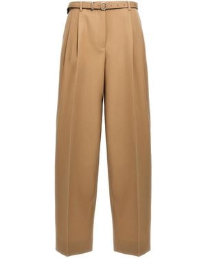Jil Sander Wool Gabardine With Removable Belt Pants - Natural