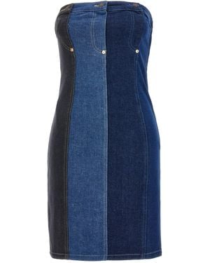 M05CH1N0 Jeans Patchwork Mini Dress - Blue