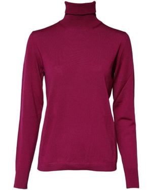 Dolce & Gabbana Wool Long Sleeves Turtleneck Sweater Virgin Clothing - Purple