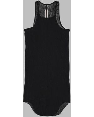 Rick Owens Basic Rib Scoop Neck Curved Hem Cotton Tank Top - Black