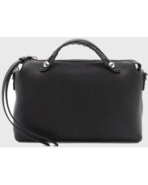 Fendi Leather Top Handle Bag - Black
