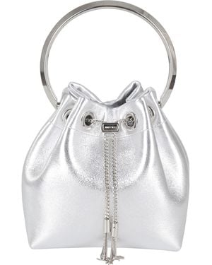 Jimmy Choo Metallic Nappa Metal Handle - White