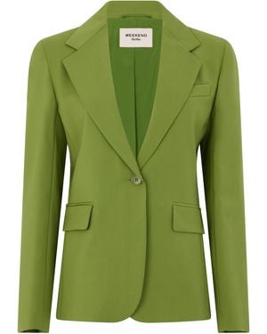 Weekend by Maxmara Single-Breasted Jacket Virgin Wool Blazers - Green