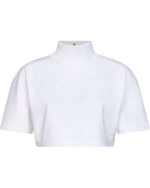 Alaïa Cropped Jersey T-Shirt - White