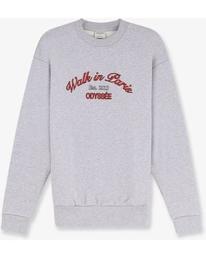 Walk In Paris Sweatshirt With Embroidered Logo On The Front - White