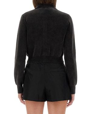 Alexander Wang Cropped Cardigan With Collar Cotton Sweaters - Black