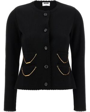 Moschino Chain Cardigan With Laced Hem - Black