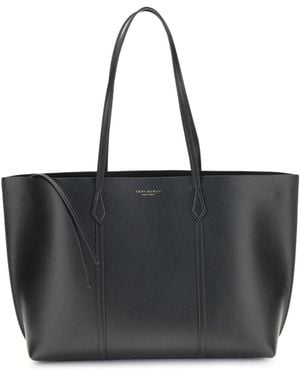 Tory Burch Perry Tote Bag Calf Leather Bos Taurus Handbags - Black