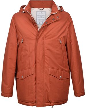 Brunello Cucinelli Rust Cotton Blend Puffer Jacket - Orange