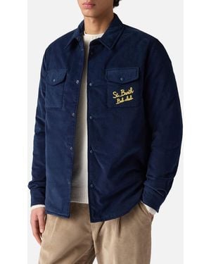 MC2 Saint Barth Overshirt Chalet With Pocket And St. Barth Bob Club Embroidery - Blue