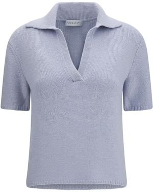 Gabriela Hearst Sohan Polo Kashmir/Capra Hircus Shirts - Blue