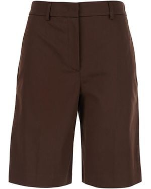 Le Plain Bermuda Shorts Belt Loops And Two Back Welt Pockets Cotton For - Brown