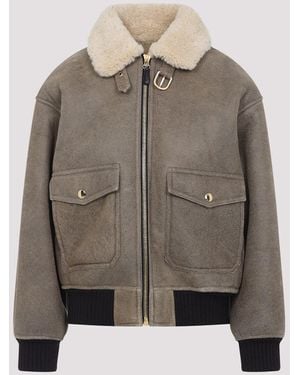 Celine Aviator Jacket With Shearling Lining - Grey