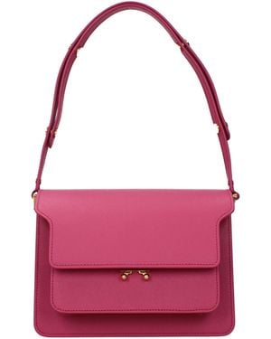 Marni Fuchsia Leather Shoulder Bags - Pink
