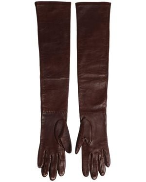 Dolce & Gabbana Genuine Leather Long Elbow Length Gloves - Brown