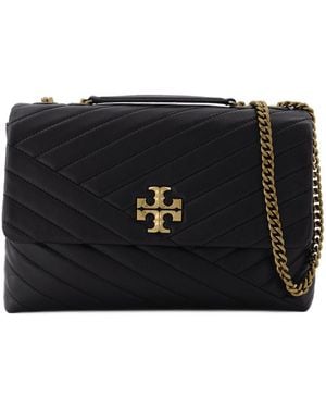 Tory Burch Kira Chevron Convertible Shoulder Bag Leather Lambskin Shoulder-Hobo-Bags - Black