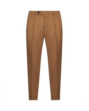 D 40 Safari Stretch Wool Blend Slim Carrot Trousers - Brown