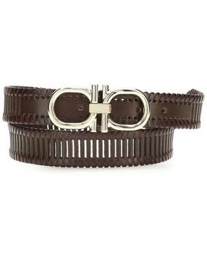 Ferragamo Calf Leather Bos Taurus Regular Belt - Brown