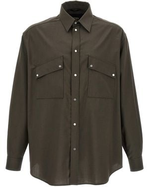 Fendi Wool With Chest Pockets Shirt - Green
