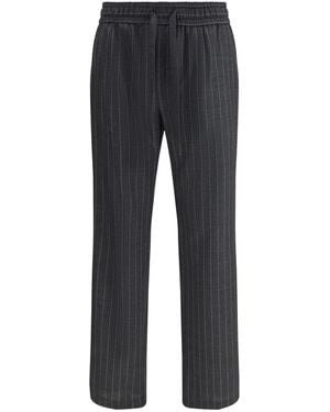 Dolce & Gabbana Pinstriped Pants Fleece Wool Ovis Aries - Blue