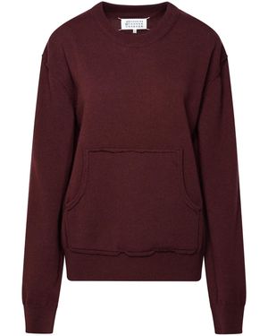 Maison Margiela Burgundy Cashmere Blend Jumper - Red