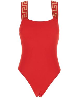 Versace One-Piece Swimsuit With Greca Detail - Red
