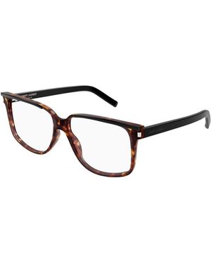 Saint Laurent Eyeglasses Square Full Rim, -Havana Frame And Clear Demo Lens Sl599Opt001 - Black