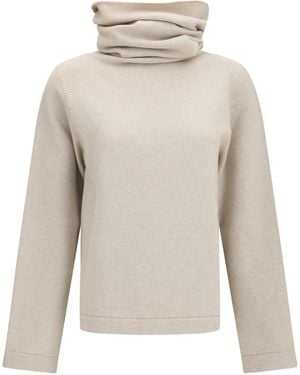 Alaïa High-Neck Sweater Fleece Wool (Ovis Aries) Sweatshirts - White