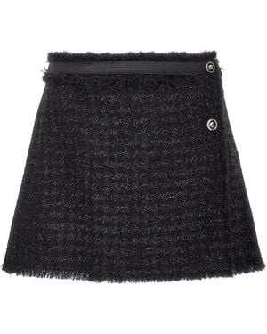 Versace Lurex Wool Blend Skirt - Black