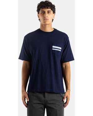Momotaro Yarn Dyed Pocket Tee T-Shirts And Polos - Blue