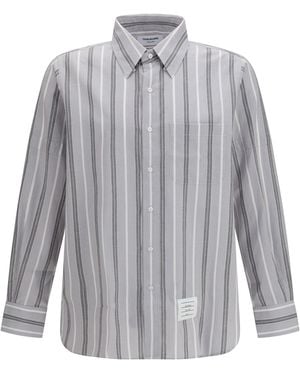 Thom Browne Madras Striped Armband Shirt Cotton - Grey