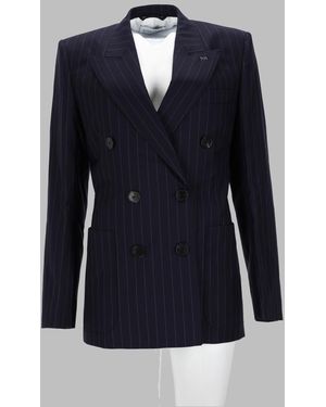 Givenchy Double-Breasted Pinstripe Wool Blazer - Blue