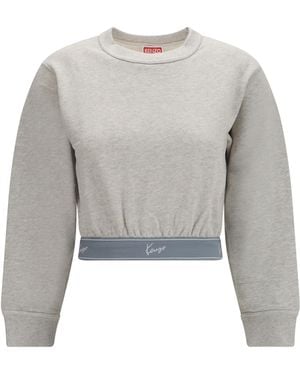 KENZO Cropped Sweatshirt Cotton Sweatshirts - Grey