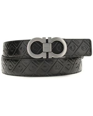 Ferragamo Calf Leather Bos Taurus Regular Belt - Black