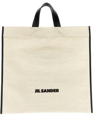 Jil Sander Canvas With Leather Trim Tote Bag - Natural