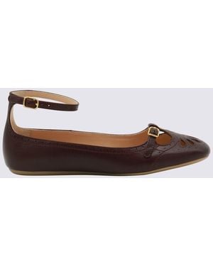 Chloé Dark Leather Flats - Brown